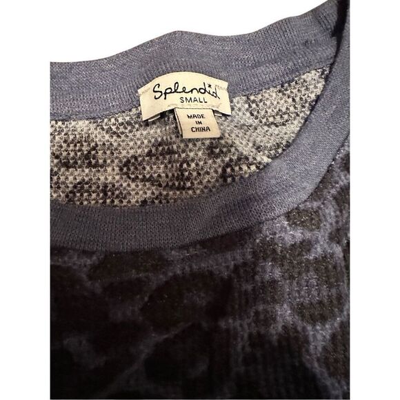 Splendid pj set - long sleeve jogger pants - sz small- leopard thermal waffle bl - Picture 12 of 12